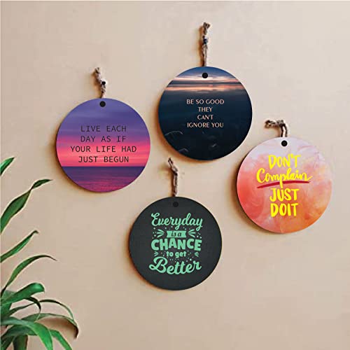 woopme® 4 PCs Motivational Quotes Printed Wall Hanging For Home Living Room Office Restaurant Hall Wall Decor (8 x 8 Inch)