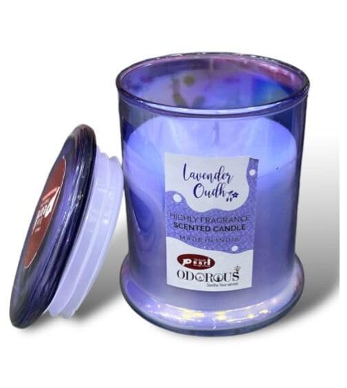 The Decor Affair 1 Pcs Artisan Crafted Glass Tealight Candleholders with Stunning Northern Lights-Inspired Pattern and Lavender Fragrance, Perfect for Creating a Magical Atmosphere.