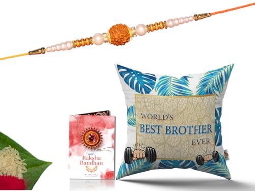 Pillow Rakhi for Brother with Gift - Rakhi with Rakhi Cushion with Filler Greeting Card- Rakhi for Brother, Gifts for Brother, Gifts for Rakhi, Gifts for Rakshabandhan Rakhi Gifts-CH-BRO-14-PB