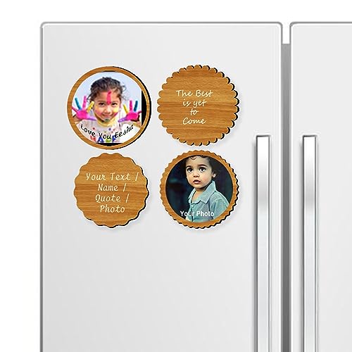 Brown Cloud Customized Engineered Wood (MDF) Fridge Magnet with Photo, Quote, Name for Gifting and Decoration (FMM 07) (Pack of 8)