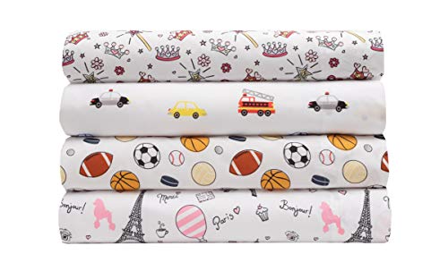 MALLARY BY MATTHEW Kids Super-Soft 100% Microfiber Print Sheet, Sports, Full