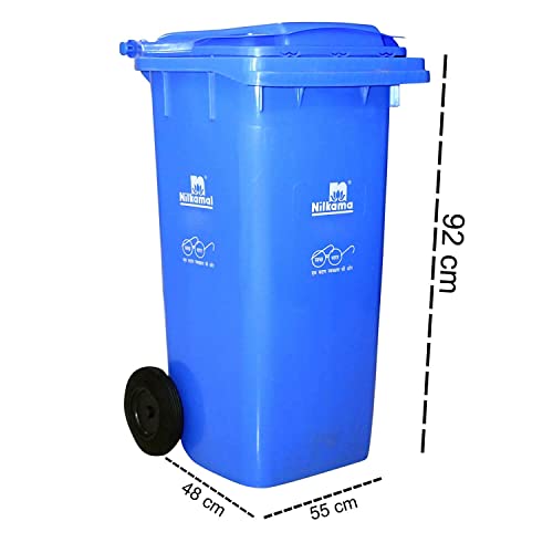 Nilkamal 120 Ltr Wheel Garbage Dustbin Blue/Green