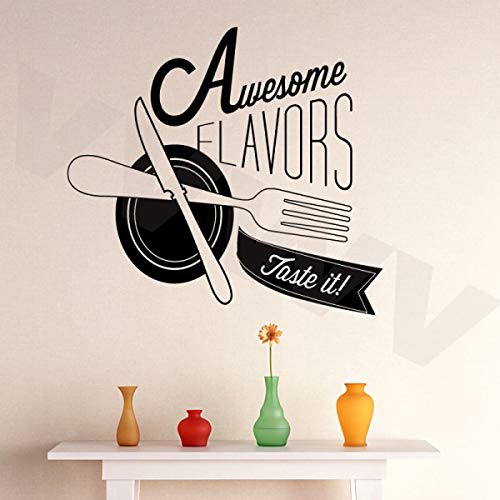 VVWV Awesome Flavors Restaurant Kitchen Wallpaper Oil Proof Waterproof Wall Sticker Decal Sticker Kitchen Hotel Restaurant Bakery Black 45 x 30 Cm (Multi)