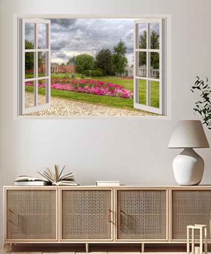 JVERF - JZZA22100 Germany Parks Houses Kurpark Bad Oeynhausen HDR| Self-Adhesive Open Window Wall Sticker