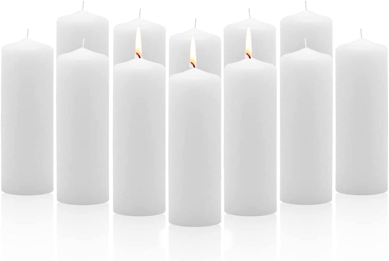 atorakushon Paraffin Wax Smokeless Scented White Tall Pillar Candle for Home Decoration Diwali Birthday Party Restaurants Spa Church (Pack of 6)