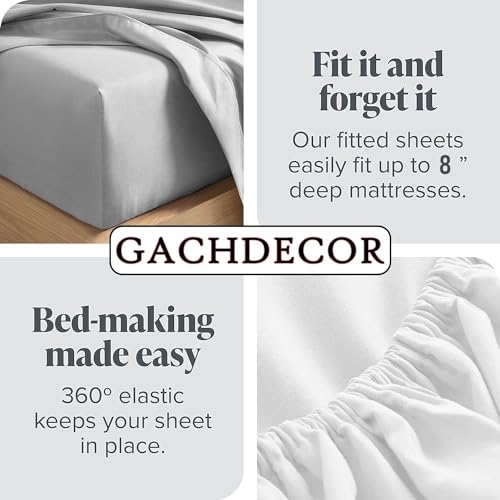 gachdecor 100% Glace Cotton 330 TC Elastic Fitted Bedsheet for King Size Bed | Premium Cotton Feel Fitted Bed Sheets King Size 78 x 72 with 2 Pillow Cover Size 18 x 28. (Double, Belle Flower