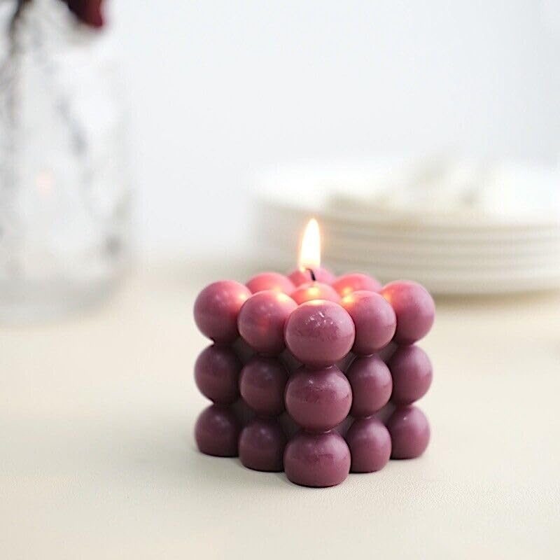 Weddings Parties and Gift 2 Burgundy Bubble Cube Unscented Paraffin Wax Candles Wedding Centerpieces vngift12003