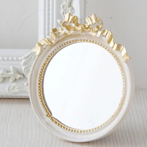 Beatifufu 1pc European Style Single Side Mirror Resin Antique at Home Miss White