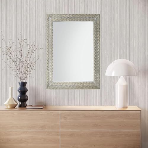 WILDWOOD Mango Wood Wall Mirror | Floral Wall Mirror Frame | Wall Hanging | without Mirror | Only Frame with Out Mirror (48"x36")(Natural Finish)