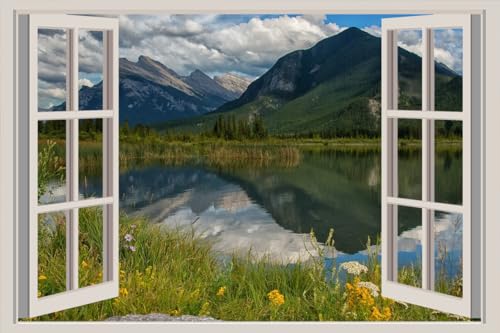 JVERF - JZZA27149 Scenery Canada Parks| Self-Adhesive Open Window Wall Sticker