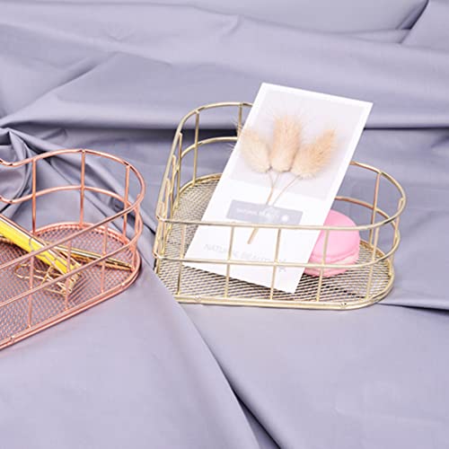 Metal Heart Jewelry Tray Dish: 2pcs Golden Ring Dish Trinket Wrought Iron Storage Holder Vanity Valentine Wedding Decoration