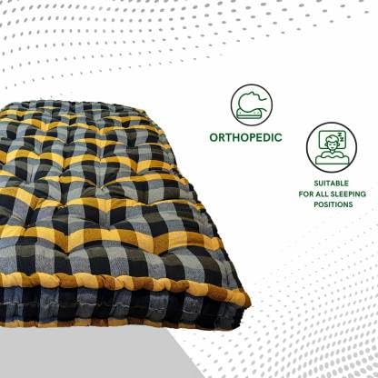 IMSMARTMART 4 Inch Check 4 inch Single Cotton MattressBreathable, Comfort and Support, Durable, Seasons, Ideal for Sensitive Skin (L x W: 34 inch x 72 inch)