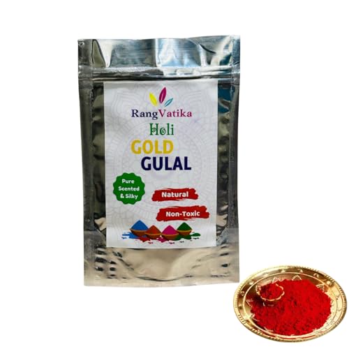 UrbanHoli Gold Gulal - Red (400 Gm) | 100% Natural and Herbal Gulal Holi Gulal | Organic Coloured Powder | Non-Toxic and Skin-Friendly Holi Gulal | Holi Celebration (RED Gold GULAL - 400GM)