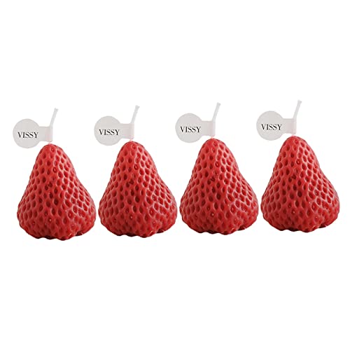 ATORSE® Strawberry Candle Scented Candle Home Living Room Party Decor Photo Props Red S 4Pcs