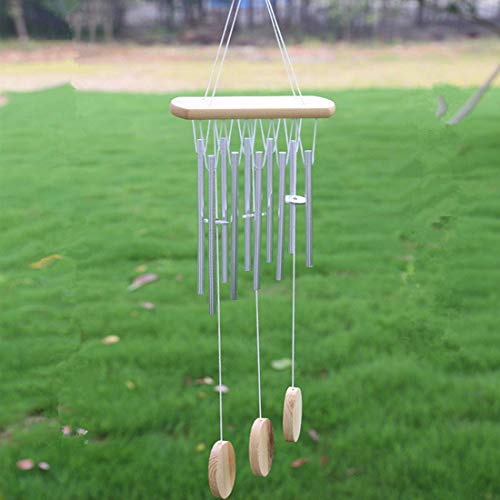 Tej Gifts - Feng Shui Metal Wind Chime 10 Silver Pipes rods Solid Tubes for Positive Energy