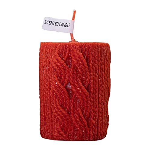 ATORSE® Mini Yarn Candle Flameless Decorative Romantic for Holiday Valentines Dating Red