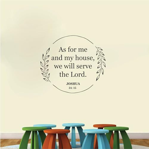 VVWV As Me My House We Will Serve The Lord Bible Wall Religion Quotes Vinyl Wall Sticker Home Living Room Hall L x H 55 cm x 48 cm