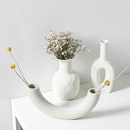 Ubersweet® Nordic Minimalism Irregular Ceramic Vase Art Exhibition Hall Flower Vase Style A