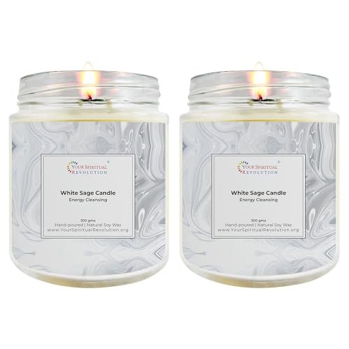 Your Spiritual Revolution Scented Soy Wax Candle for Aromatherapy, Home Décor, Diwali Gift Set, Bathroom Décor, 600 gm (300gm x 2), 40 Hours| Fragrance Candles of Sage