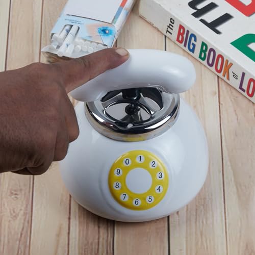 Pakhi Decor Smokeless Ceramic Push Down Ashtray for Cigarettes, Round, White (11387)