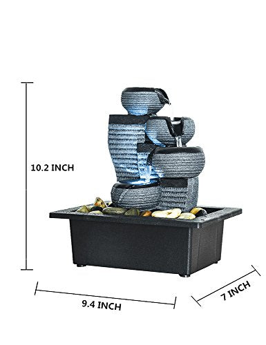 BBabe Desktop Waterfall Fountain Decor LED Illuminated Indoor Portable Waterfall Tabletop Fountains 10 1/5" High