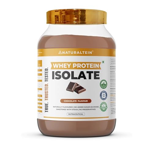 NATURALTEIN Natural whey Protein 30g Serving - 24g Protein, Isolate Chocolate - 1 kg (Naturally flavored, Non GMO, No Artificial Sweeteners)