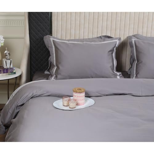 Etonner Audley Bold Border Smoke Double Bed Sheet