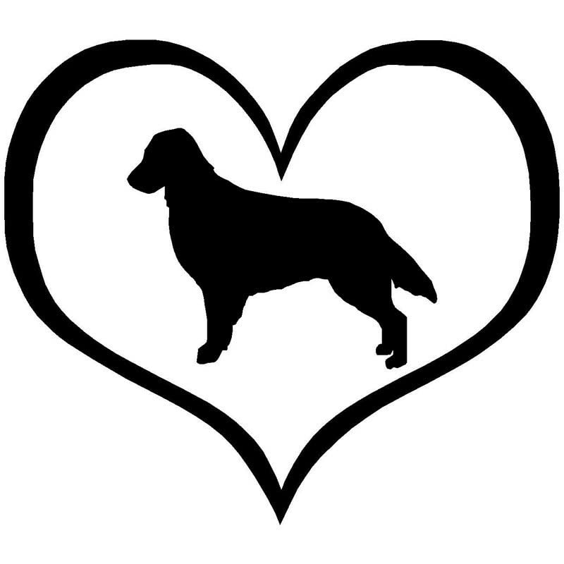 GADGETS WRAP Vinyl Wall Decal Sticker Flat Coated Retriever Dog Heart Car Stickers