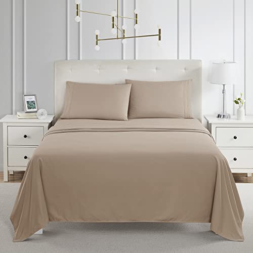 RV/Short Queen , Taupe : Bed Sheet Bedding Set, RV Short Queen, Taupe, 100% Soft Brushed Microfiber Fabric Deep Pocket Fitted Sheet, 1800 Luxury Bedding Collection, Hypoallergenic & Wrinkle Free Bedroom Linen Set