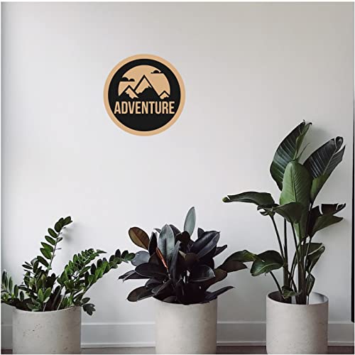 DOTME Adventure Mountain Wooden With Vinyl Sticker Decorative Wall Décor Home House Boys Bedroom Living Room Hall DIY Art 8 INCH (Black)