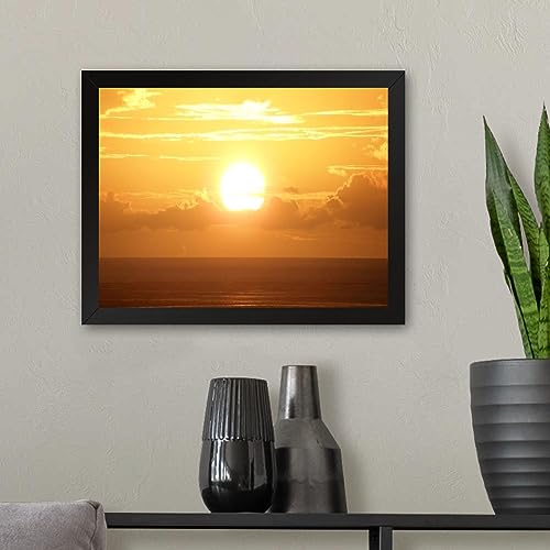 GADGETS WRAP Printed Photo Frame Matte Painting for Home Office Studio Living Room Decoration (11x9inch Black Framed) - Sunset Sunrise