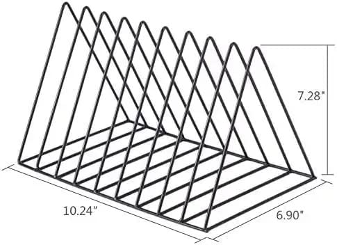 TechSrmaji Triangle Office Magazine Rack Stand, Newspaper Rack, File Racks, Holder Desktop Iron Book Rack Record Holder, Book Storage Organizers, Shelf Rack for Table Office (Black) (Pack of 1)