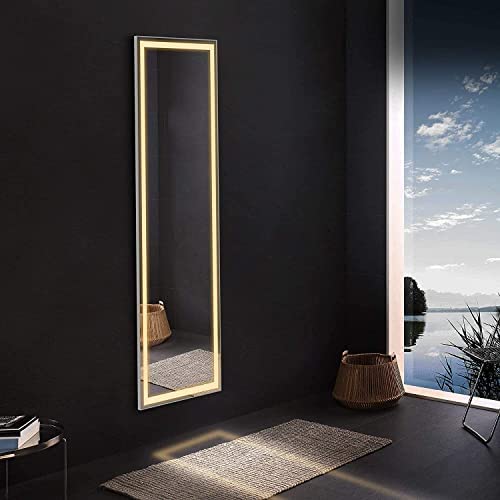 SmileSellers Led mirror Beautiful Modern Designed Front Facing Glass Mirror Lights Led Bathroom Mirror (18x48) (Warm Light)