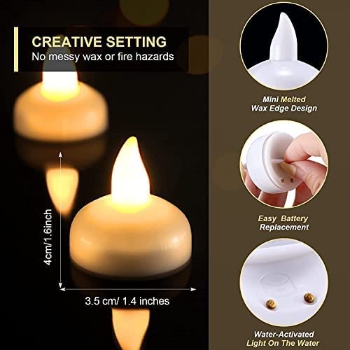 VIROKASH Water Floating Smokeless Candles No Electricity Needed Artificial LED Light Diya with Water Sensor Best for Diwali Home Decoration(Pack of12)