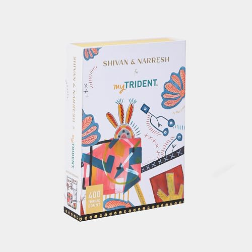 MYTRIDENT Shivan and Narresh Collection, Trident Bedsheet for Double Bed, 100% Cotton Bedsheet, 400 TC, Luxury, Premium bedsheet, King Size Bedsheet with 4 Pillow Covers - Surocco