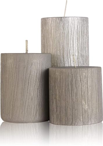 Unmatched Rustic Metallic Pillar Candles