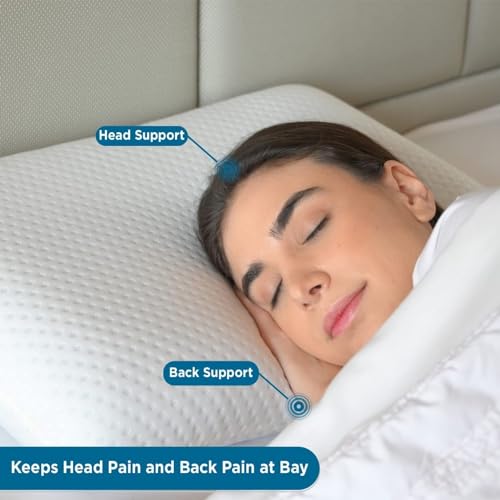 HomeHive Memory Foam Pillow Neck & Shoulder Lumbar Pain Relief Contour Cervical Super Soft & Fluffy-PO1(S_K_E_20022052_Off White)