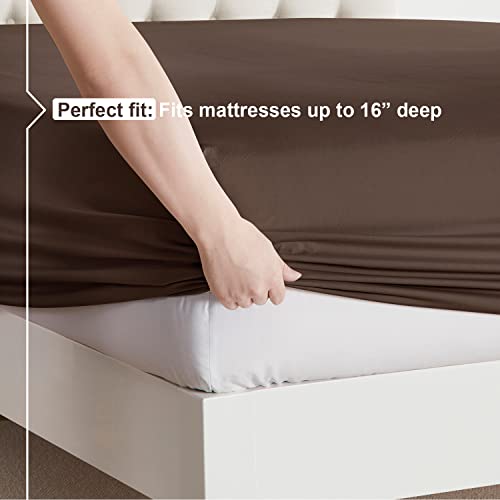 RV/Short Queen , Chocolate Brown : Bed Sheet Bedding Set, RV Short Queen, Brown, 100% Soft Brushed Microfiber Fabric Deep Pocket Fitted Sheet, 1800 Luxury Bedding Collection, Hypoallergenic & Wrinkle Free Bedroom Linen Set