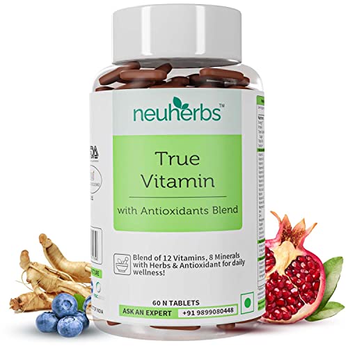 Neuherbs Multivitamin | True Vitamin For Men And Women With Antioxidant & Herbs Blend Vitamin C, D3, Zinc,Vitamin, Ginseng Extract For Energy, Stamina & Immunity 60 Multivitamin Tablets