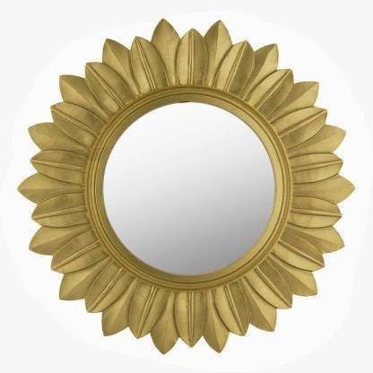 Vas Collection MDF Mirror Frame (Round) for Wall Decor,Bedroom,Living Room,Bathroom & Hallway (Golden)