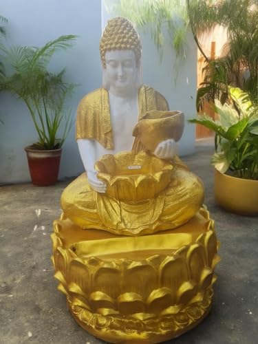 Swarnhouse Decor Lighted Buddha Water Fountain with LED Lights for Home, Office, Garden, 4 Feet, Living Room, Bedroom, Bathroom - Big Article 4 Feet (Jarkan)