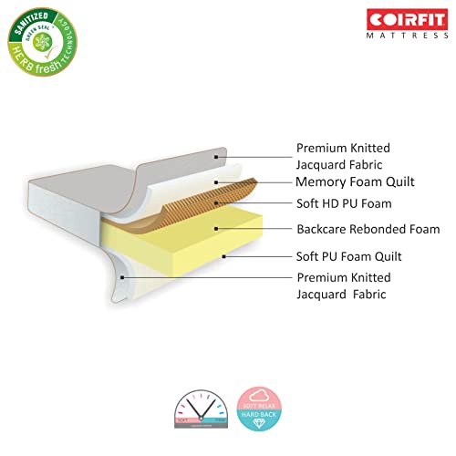 Coir FIT Health Spa with SrtX��Technology 10-inch Queen Size Memory Foam Mattress (Off-White, 72x60x10