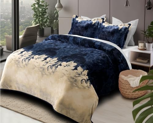 Gulmohar Model Name Prado King Bedsheet Special Winter Soft & Cozy 3 Piece Set, California King-Size Bedsheet 108 x 108 inch, King-Size up to Flat 8" 10" 12" Mattress Bedsheet