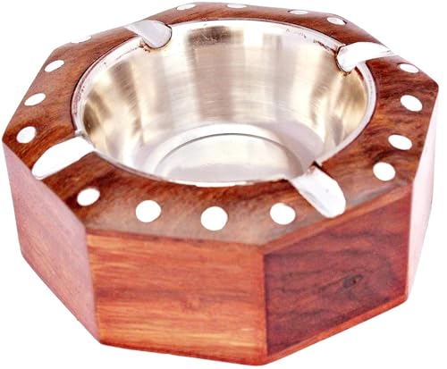 MM Crafts Colletion Hexagon shape Elegant Wooden Ashtray Enhancing Your Smoking Experience in Style Brown Hight quality Wooden Ashtray.