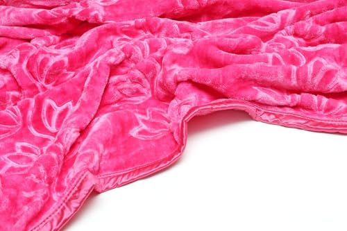 270 GSM Microfiber Soft Cozy Embossed Mink Blanket Double Bed and Single Bed, 7 x 5 Feet (Pink, Double Bed)