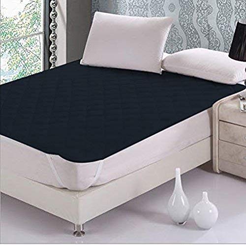 Jaipur Linen Water Resistant Micro-Polyester Mattress Protector/Cover - with Elastic Bands -California King- 78 Inch X 84 Inch-dark blue