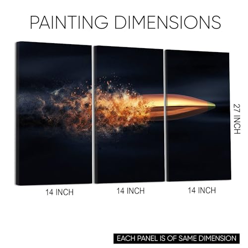 GADGETS WRAP Canvas Gallery Wrap Framed for Home Office Studio Living Room Decoration (3Part, 14x27inch Each) - Flying Bullet