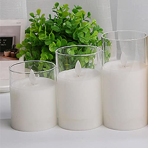 ATORSE® 3 Pieces Flickering Flameless Candles for Centerpiece Home Party Clear