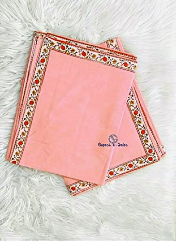 Gopesh e-Sales® Cotton Malmal Traditional Digital Print Border Summer Single Bed Dohar, Cotton Dohar for Summer, गर्मी में ओढ़ने वाली चादर (Pack of 2) Peach