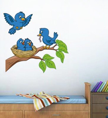 Kaushiki Collection� Blue Birds nest Wall Sticker for Living Room, Bed Room, Kide Room